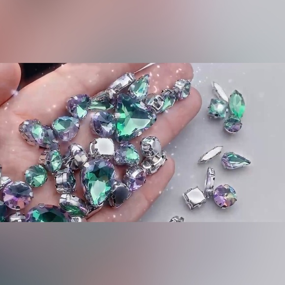 Decorative Iridescent Green & Purple Rhinestones | DIY & Sewing | New | 50 Pcs. - Picture 2 of 6